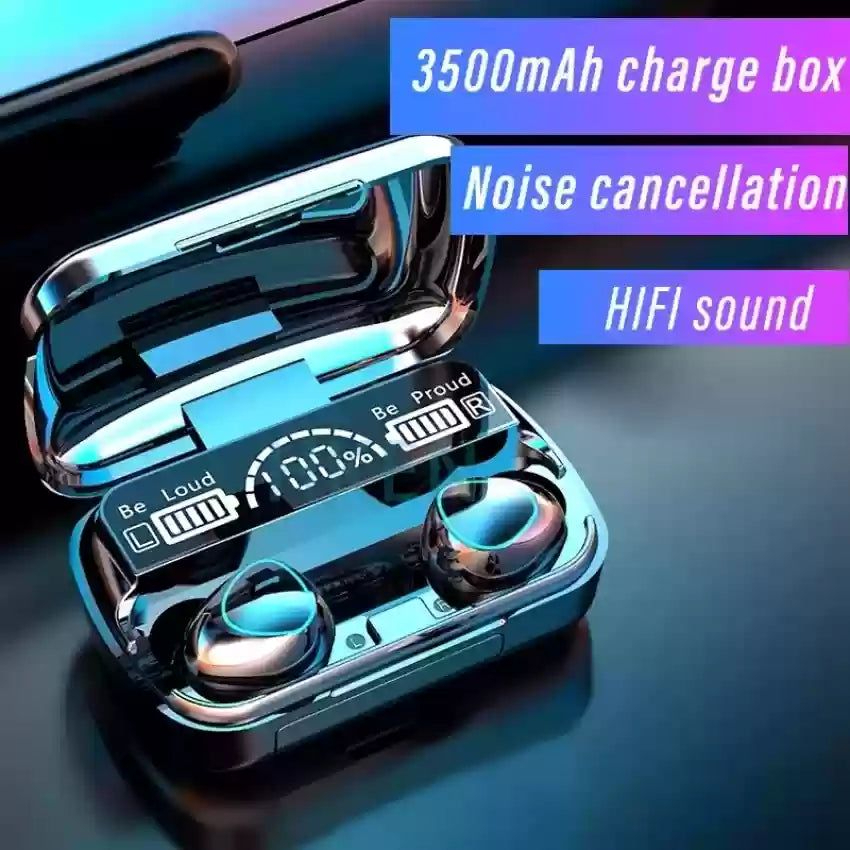 M10 Damix V5.3 Wireless Bluetooth Earbuds with Charging Case – Black