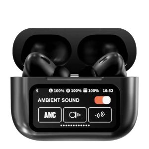 black a9 pro anc airpods with screen | bluetooth 5.4 | noise cancelling | true wireless